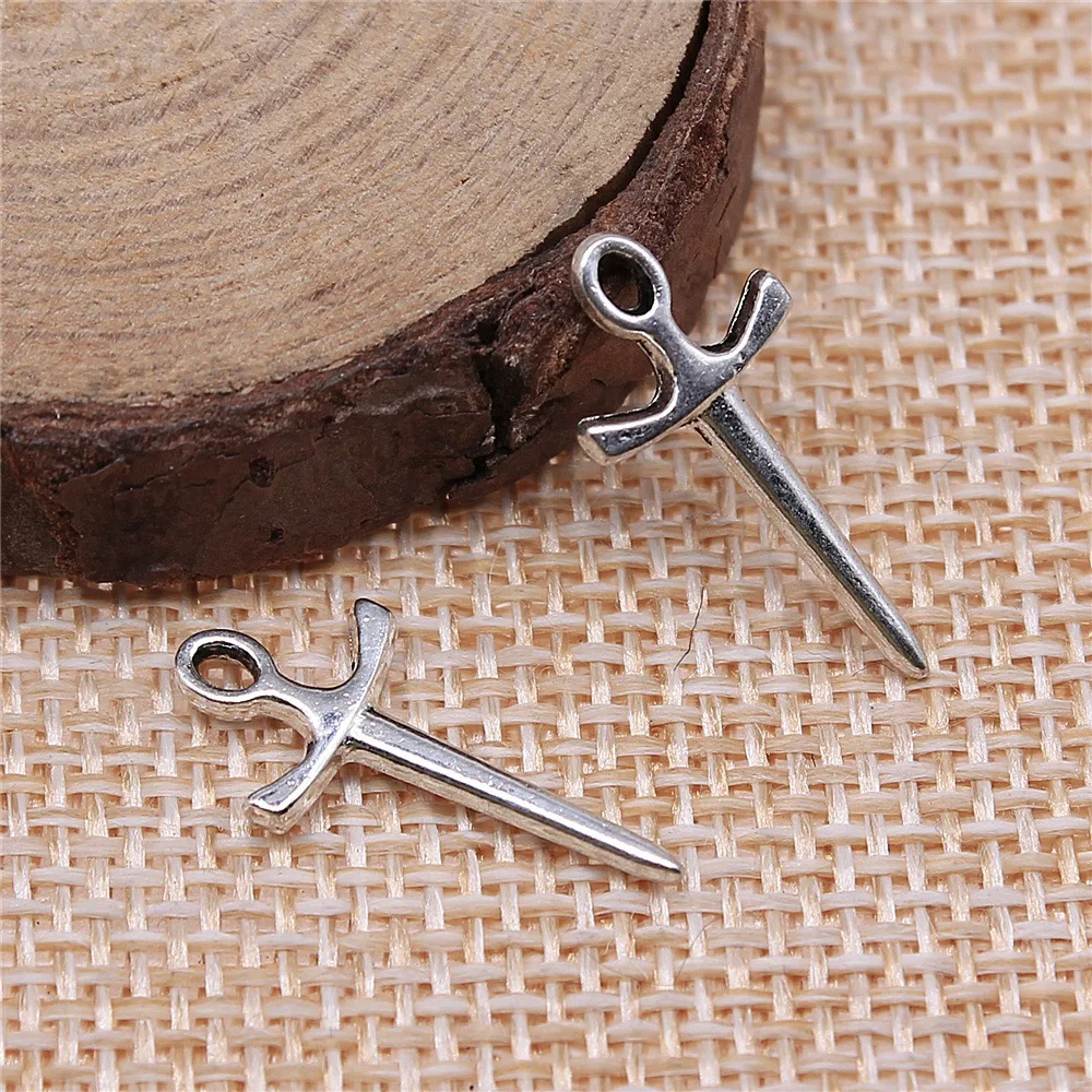 40Pcs 21x10mm Antique Silver Color Fencing Cross Charms Pendant Jewelry Making DIY Jewelry Accessories for Jewelry Wholesale