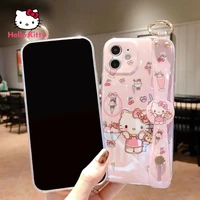 hello kitty phone case for iphone 1313pro13promaxxxrxsxsmax1112pro12mini phone pink wristband cute case cover