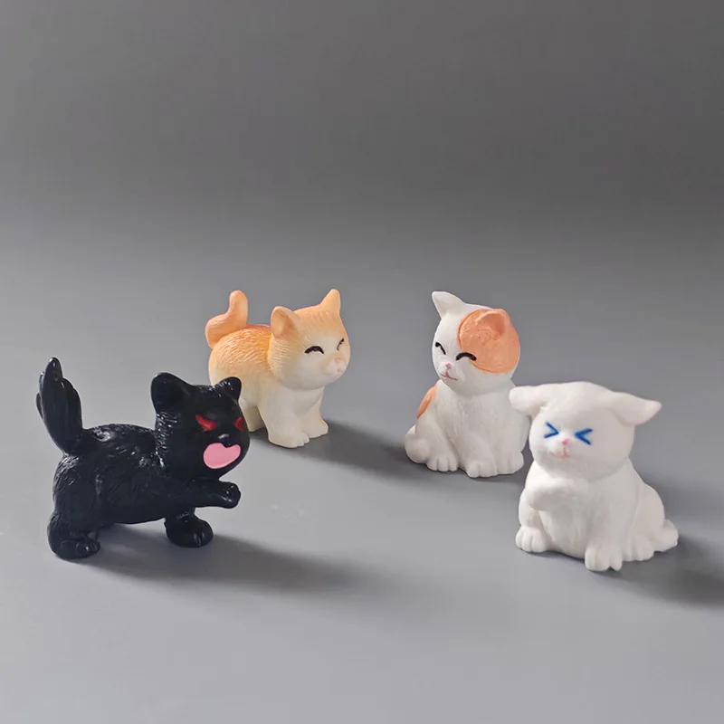 4 шт. мультяшная милая фигурка кота из смолы модель животного сделай сам домашний