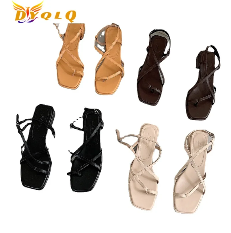 

2022 Summer Narrow Strap Women Sandals Fashion Party Dresses Low Heels High Quality Ladies Sandals Women Outdoor Pumps