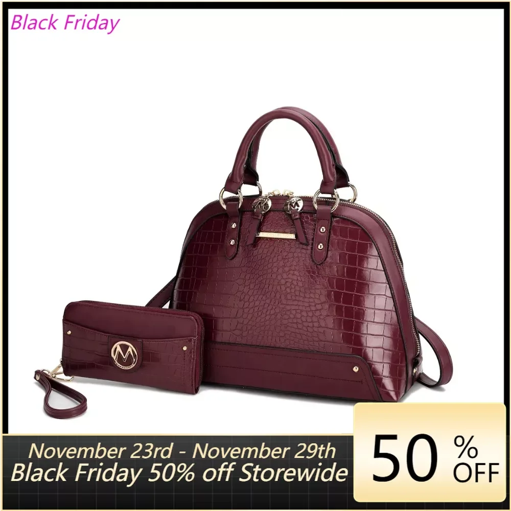 

Nora Croco Satchel By Mia K. - Eggplant Female Bags for Ladies Free Shipping Women's Handbag Tote Bag Handbags Woman Promotion