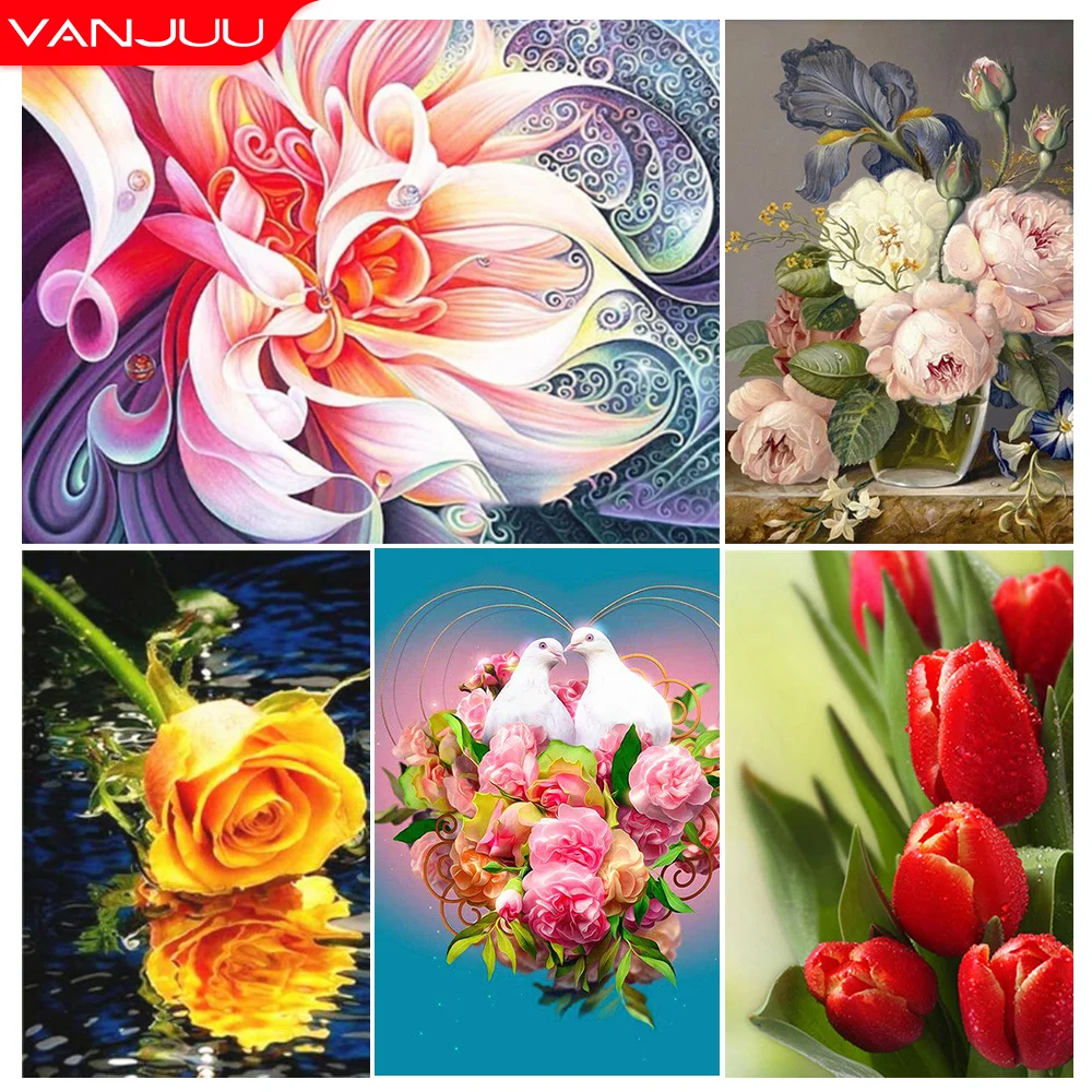 

5D Diamond Painting Full Drill Flower Diamond Mosaic Flower Diamond Embroidery Kits DIY Rhinestones Embroidery Home Decor Gift