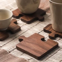 14pcs walnut wooden puzzle drink coaster for hot amp cold drinks drinking glasses premium bar accessories coffee beer coaster