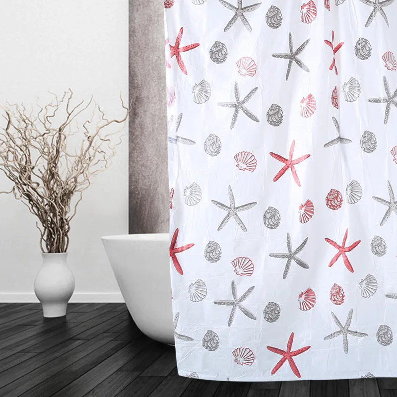 

1pc Durable Printing Shower Curtain Mildew -proof PEVA Thickened Shower Curtain Printing Curtain for Bathroom Home Bathroom Tool