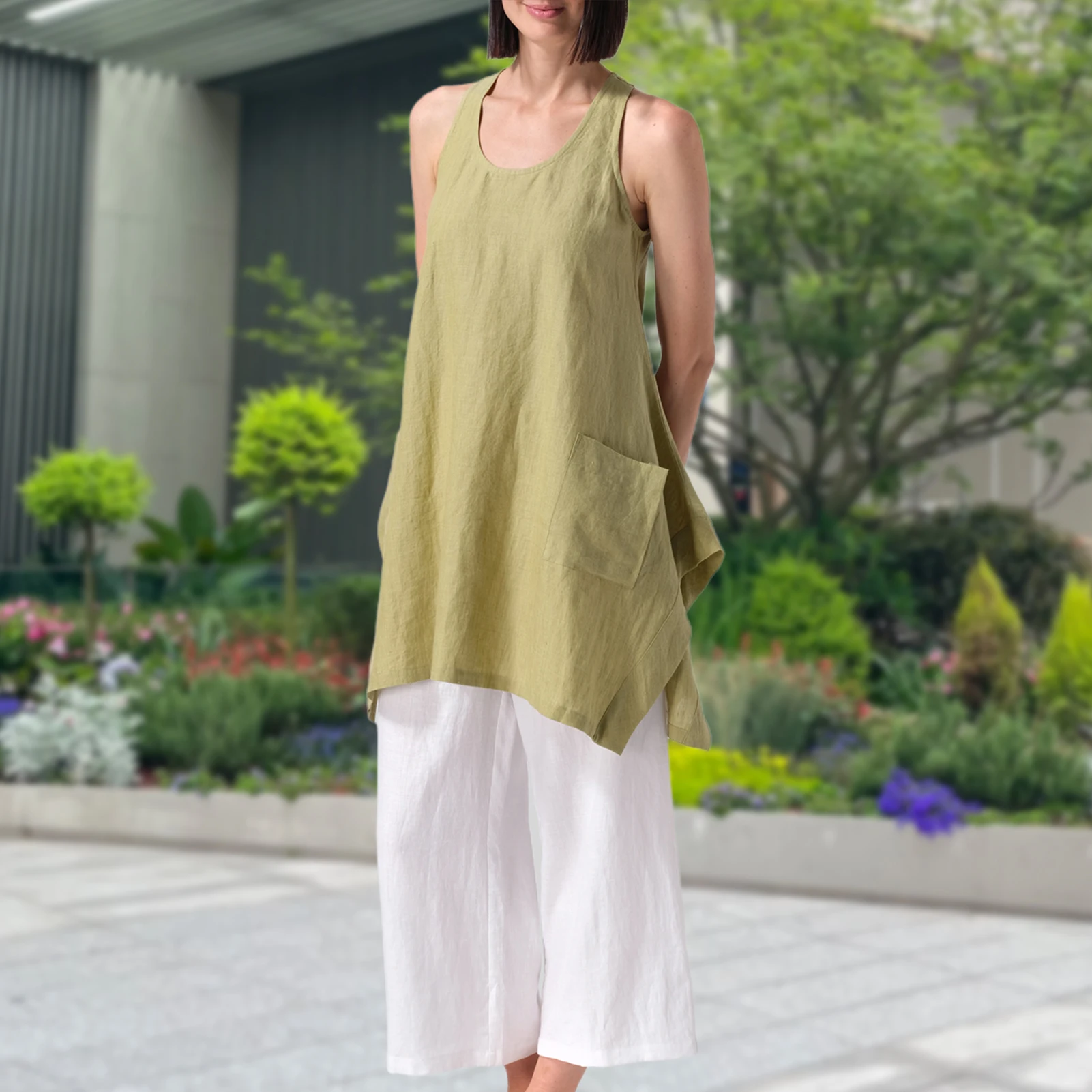 

Two Piece Set for Women Sleeveless Oversized Top Wide Leg Pant Sets Loose Casual Streetwear Temperament Matching Sets