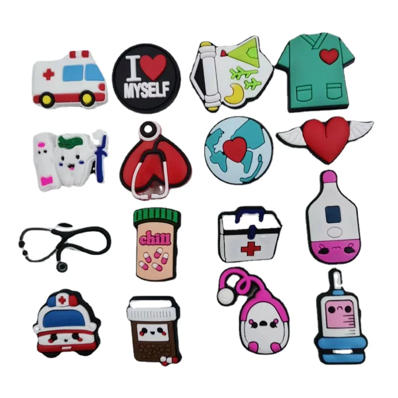 16-30pcs/Set Doctor Nurse Shoe Charms Accessories Fits For Crocs Boys Girls Kids Christmas Birthday Party Favors Gift