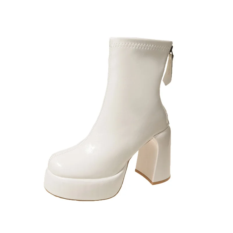 Женские ботинки на высоком каблуке-женская зимняя обувь молнии сзади Осенняя