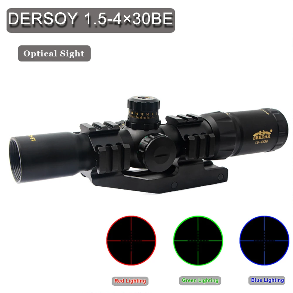 

1,5-4X30 прицел охотничий тактический оптический прицел с красной зеленой подсветкой крест револьверный замок диапазон прицела снайперское С...