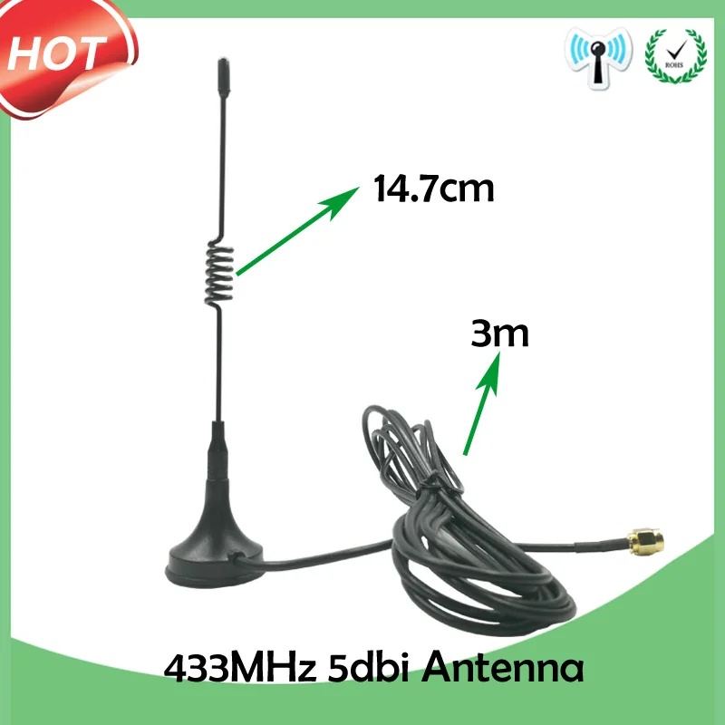 

12dbi 5dbi 433Mhz Antenna lora 4G 698~ 2690MHz antena SMA Male Connector Magnetic base IOT Signal Booster Wireless Repeater