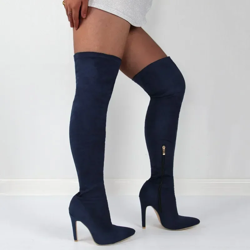 Замшевые женские ботильоны со шнуровкой на высоком каблуке 11 см и молнией тонком