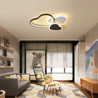 heart shape ceiling lamp black white chandeliers for living room restaurant iron aluminum strip home led light decoration