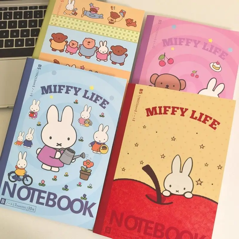Фото Набор из 4 тетрадей Miffy Rabbit B5, 30 страниц/книга, классический дизайн с линованными страницами, дневник, канцелярские товары для студентов, для заметок, подарок №5