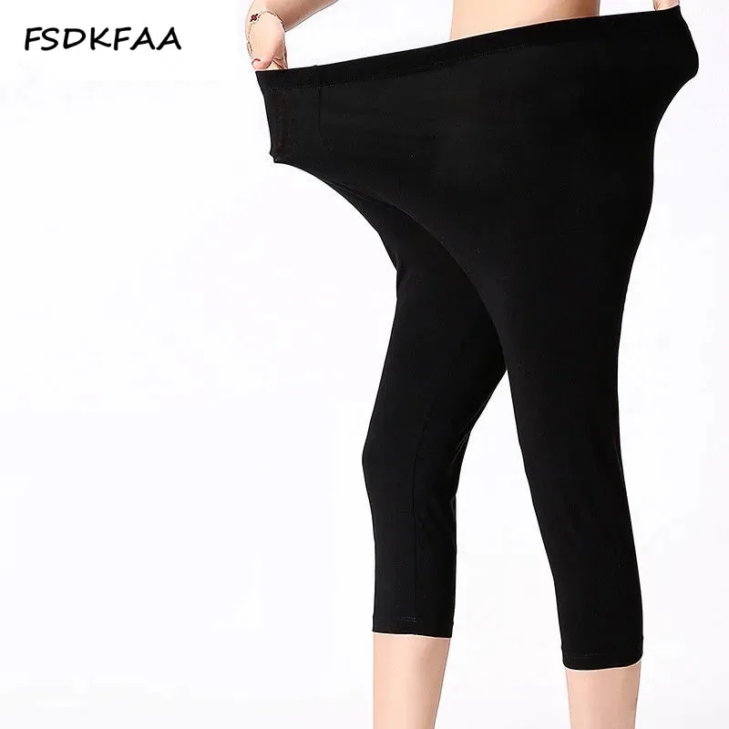 

FSDKFAA Korean Fashion Womens Pants All-Match Modal Skinny Cropped Legging Femme Casual Stretch Thin Sexy Black Seven Trousers