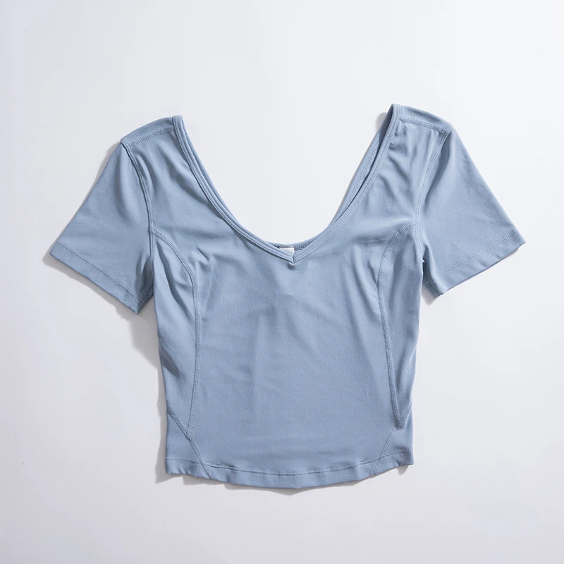 NWT Women's Sports Shirts Gym Yoga T-shirt Top With Open Back Fashion Clothing Ladies Wear Backless Workout Tops