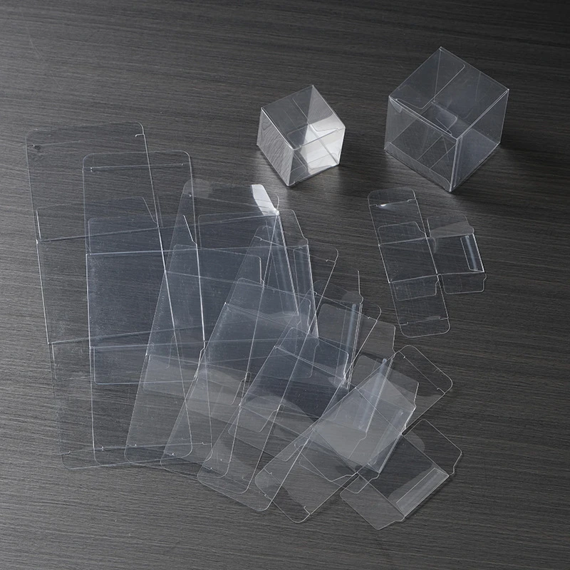 50pcs PVC Transparent Gift Box Collapsible Candy Biscuit Square Clear Plastic Boxes Packing Resealable Wedding Party Gift Box images - 6