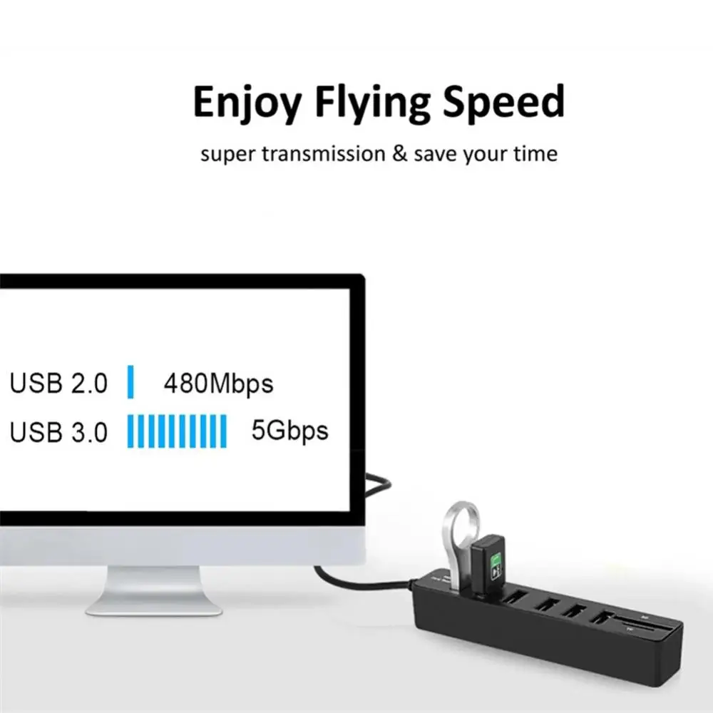 

Abs Docking Station Usb Hub Portable Multi Splitter Adapter Power Adapter Computer Accessories 8-port Divider Tf/sd Card Reader