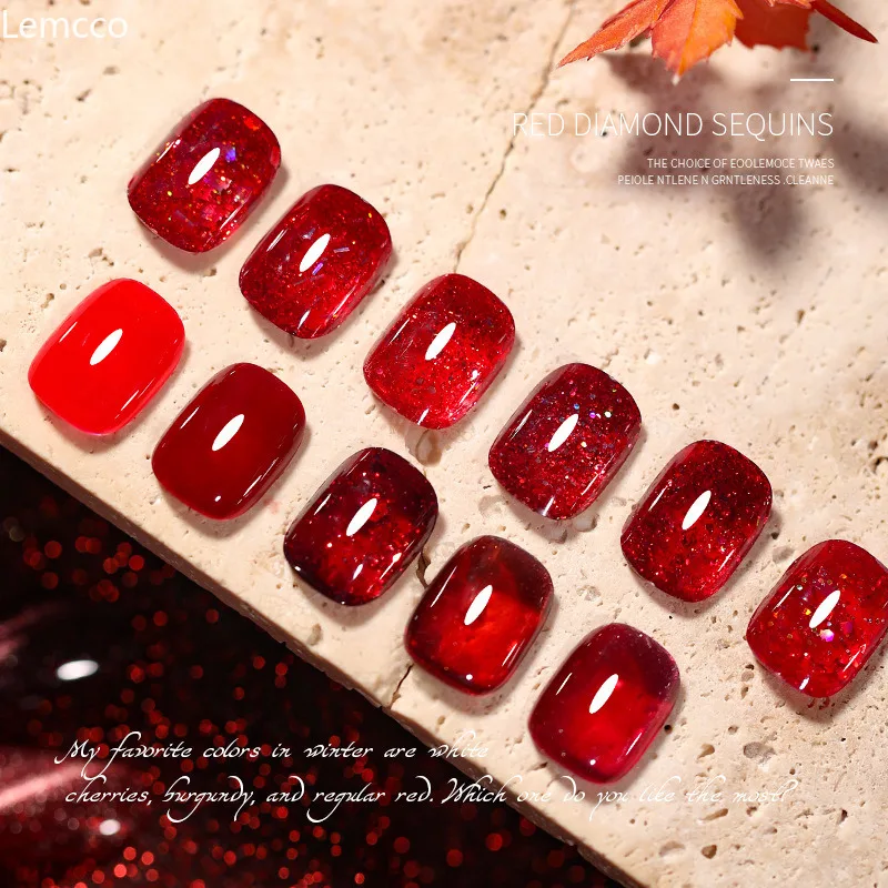 Фото Lemcco 24 цвета Wine Red 15 мл Набор гель-лаков для ногтей с цветной картой, УФ-гель для ногтей Soak Off, на Рождество, Новый год и Хэллоуин №4