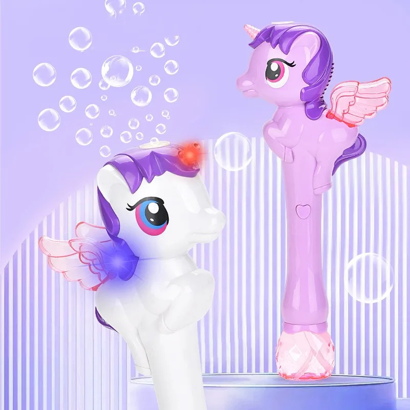 

Unicorn Bubble Wand for Kids Princess Toy Bubble Machine Blower Maker Outdoor Mower Toys with Light Music