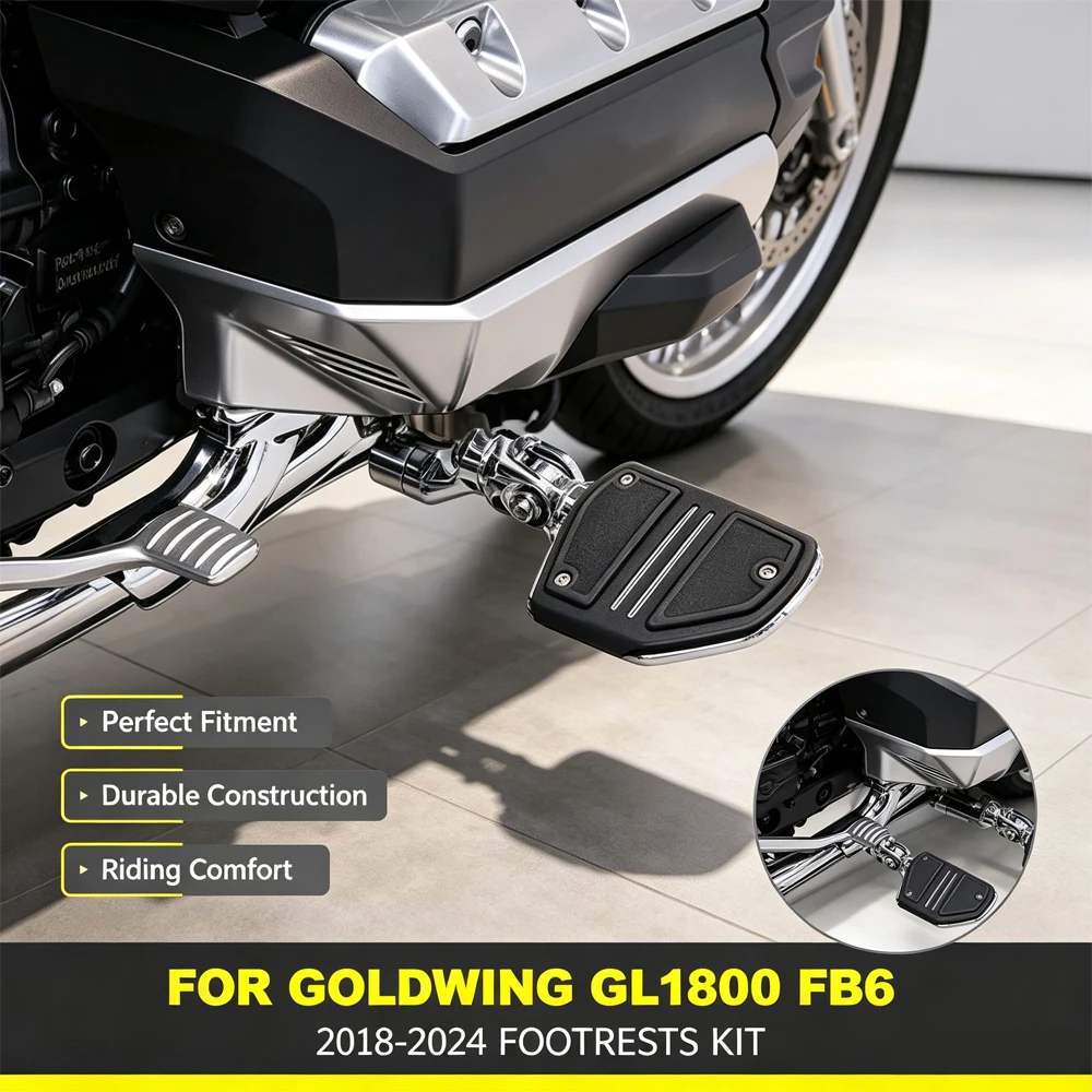 Фото Для мотоцикла Honda Gold Wing GL1800 2018-2024: комплект регулируемых в трех направлениях подножек с противоскользящим покрытием для повышения комфорта в поездке. №1