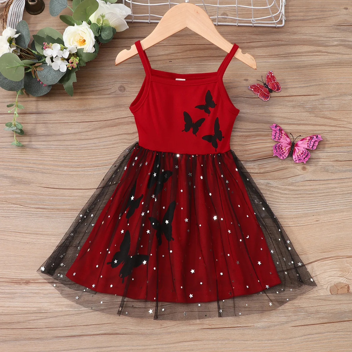 

Ins cross-border foreign trade new children's summer suspender butterfly mesh princess dress kids clothes dress for girls