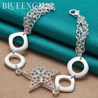 blueench 925 sterling silver round square hollow star bracelet women romantic sweet multi fashion jewelry