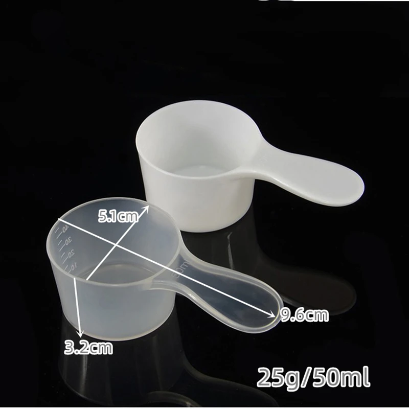 100x Disposable Plastic Measuring Spoons for Coffee Tea Milk Powder 25g 50ml Food Grade PP Transparent White