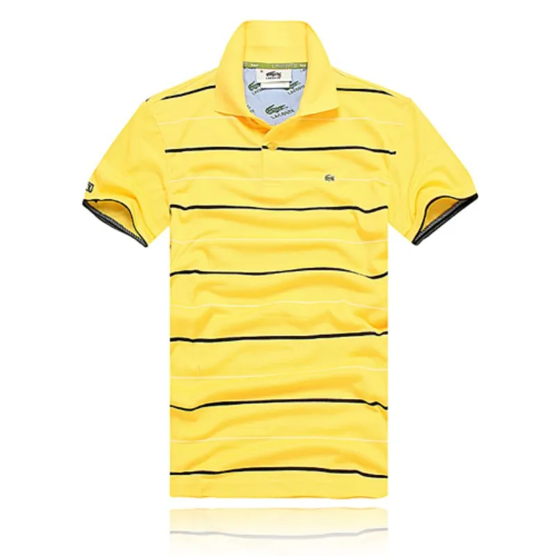 men fashion sport cotton polo tee shirts short sleeve stripe design T-shirt golf wear male tops