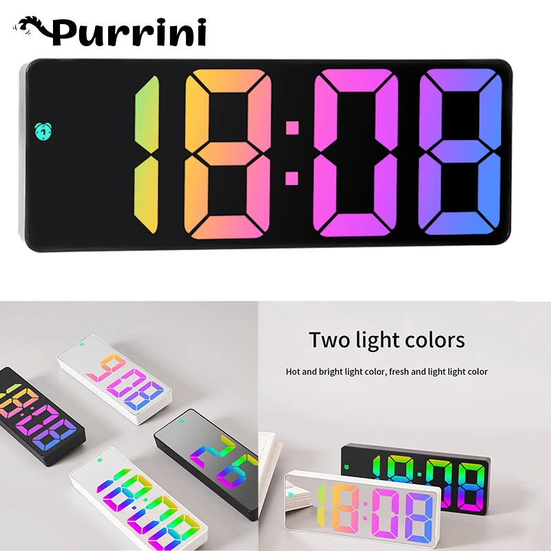

Digital Alarm Clock LED Screen Electronic Clock Large Number Display Clocks Digital Table Clocks With Voice Control Function