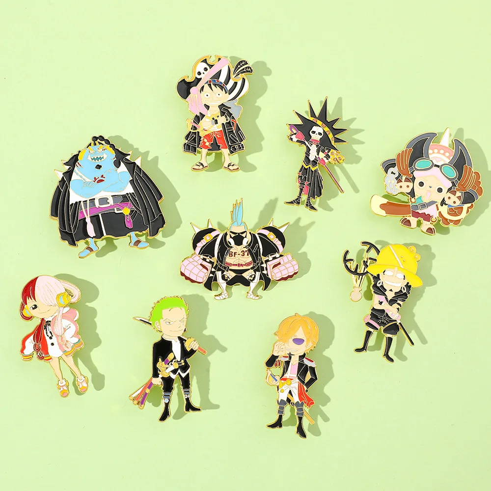 Фото Хит продаж: Металлический значок One Piece, аниме-мерч, фигурки Солона, броши Шаньчжи и Луффи, оптовая продажа, модные игрушки в стиле Y2K, аниме №4