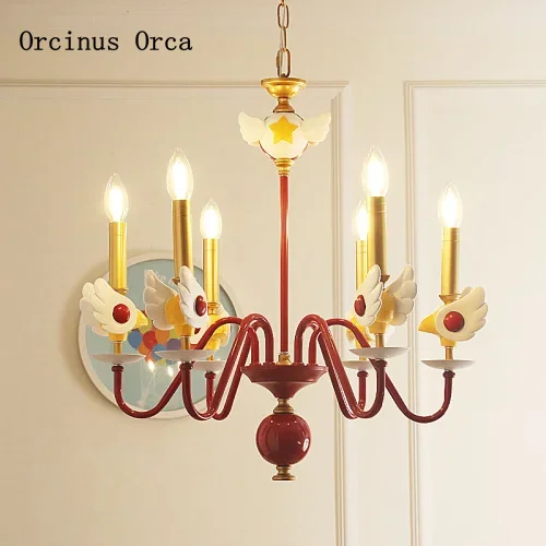 Мультяшная креативная красивая люстра для девочек лампа спальни комнаты