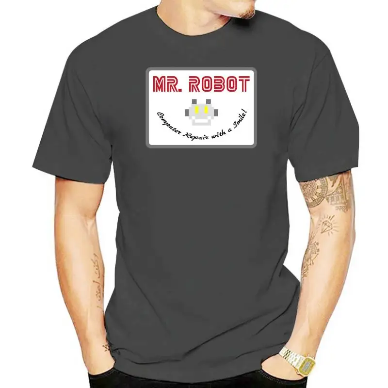 

Футболка mr robot мужская с принтом, модный топ с коротким рукавом, белый цвет, на лето