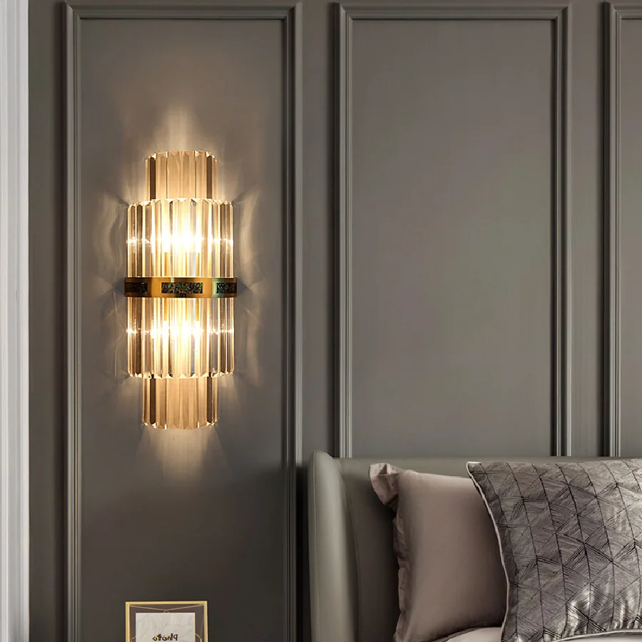 

Nordic Copper Wall Lamp Interior Decor Crystal Sconce Creative Wall Light For Aisle Dining Hall Living Room Bedroom Stair Bar