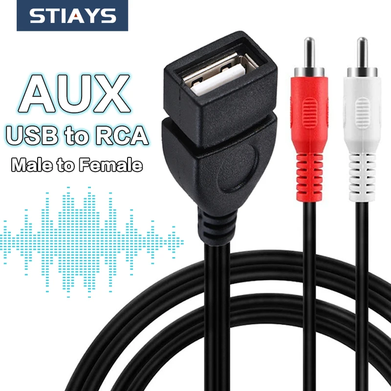USB на RCA аудио кабели 2 0 Адаптеры к 2RCA Aux удлинительные для DVD ТВ динамика домашнего