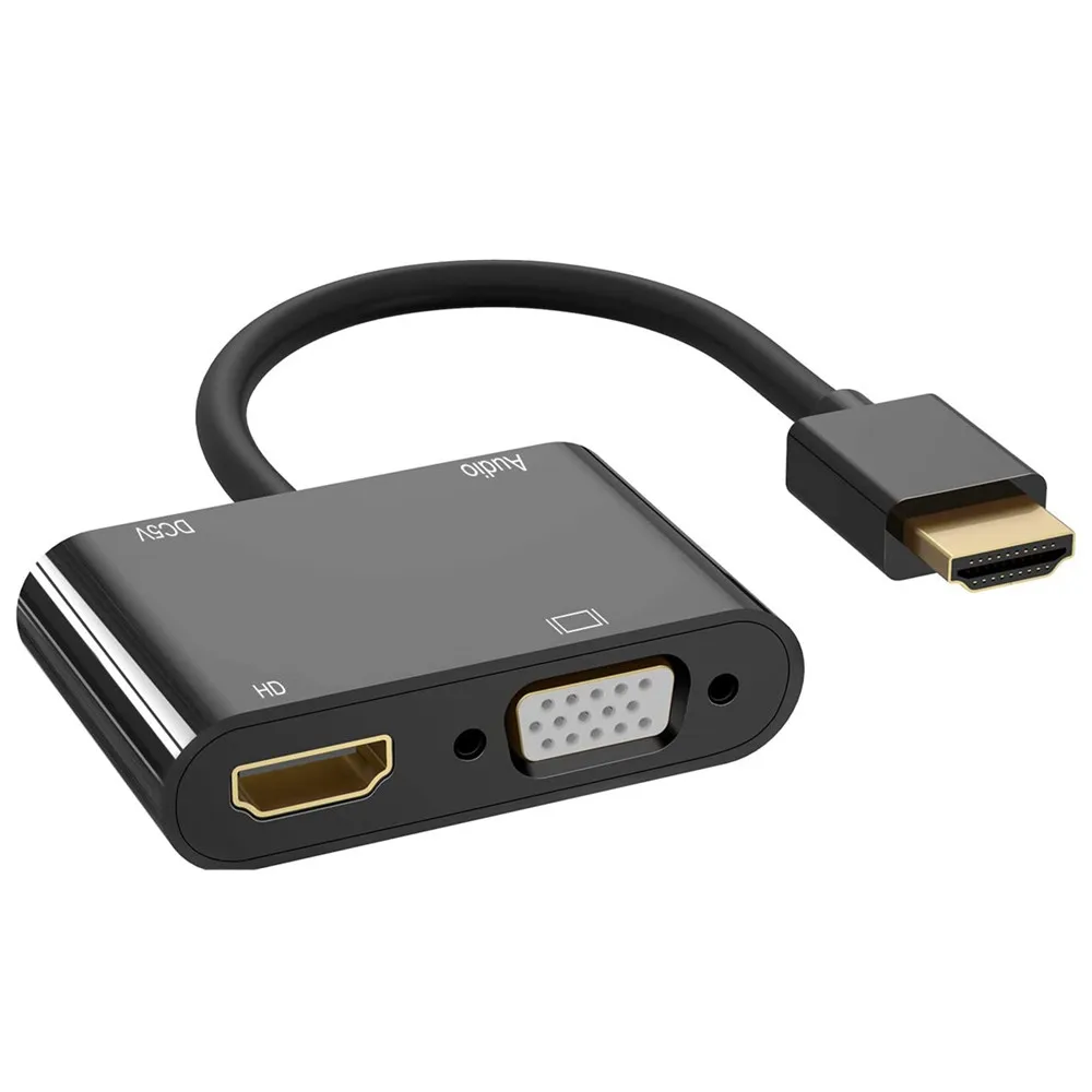HDMI-совместимый с VGA HD адаптер сплиттер двойной дисплей одновременно аудио для ПК