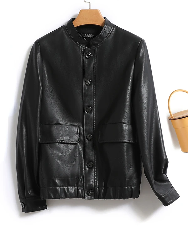 2023 Genuine Leather Jacket New Women Autumn Short Korean Fashion Sheepskin Coats Casual Leather Jackets Coat Jaqueta Feminina