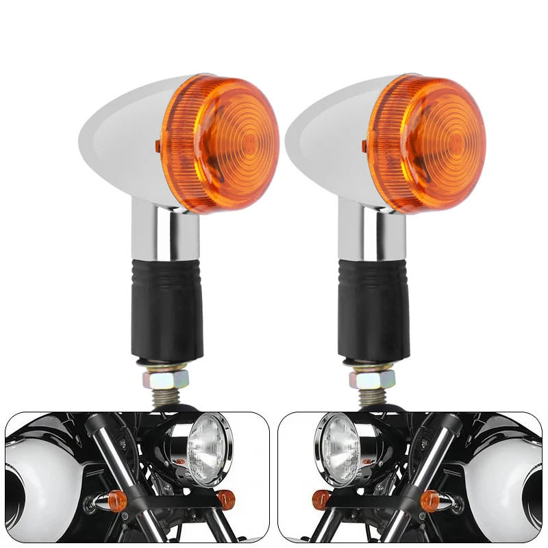 

2Pcs 12V Universal Motorcycle Turn Signal Indicator Light Turning Amber Lamp Bulb Motorbike Lamps Blinker Flash Bike Lamp