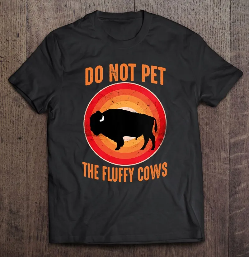 

Рубашка Bison Day мужская хлопковая, винтажная блузка унисекс, пушистая, С закатом и надписью «Don't Pet», в Корейском стиле, черная, большого размер...