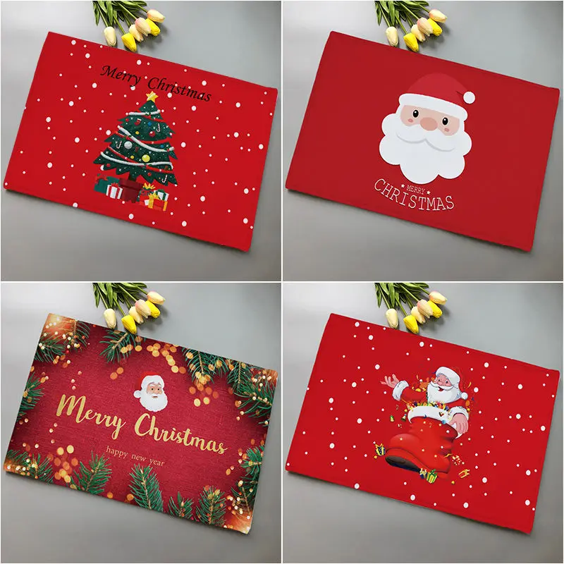 

Christmas Tree Carpet Thickened Pluch Soft New Year Santa Non-slip Furry High Quantity Carpet Xmas Gift Flannel Absorbent Mat