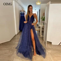 oimg sparkly navy blue short prom dresses two pieces spaghetti straps applique lace evening party gowns detachable overskirt