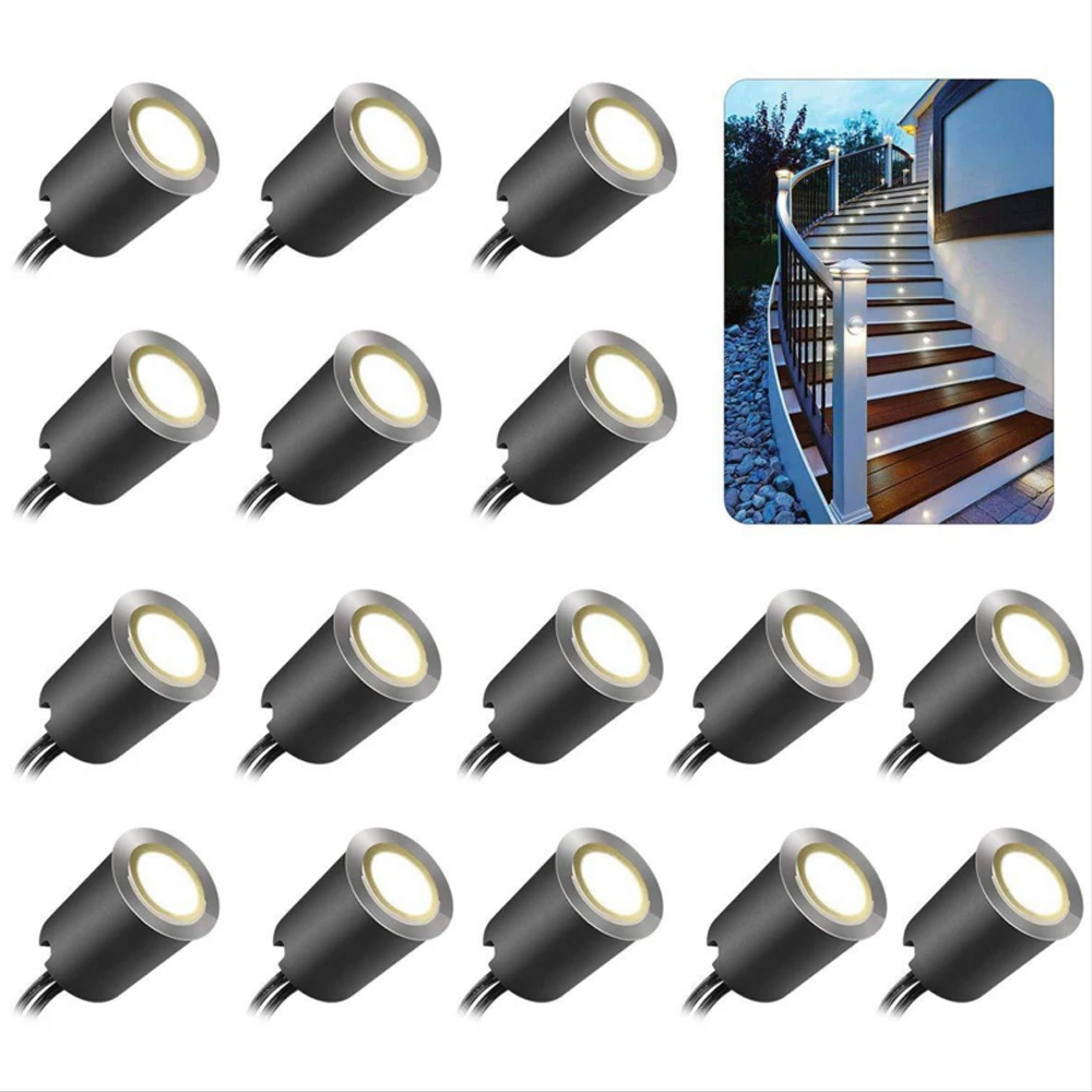 

10/16pcs LED Deck Light IP67 Waterproof DC12V Recessed Garden Underground Lamp Stainless Steel Stair Spotlight Landscape Lamps