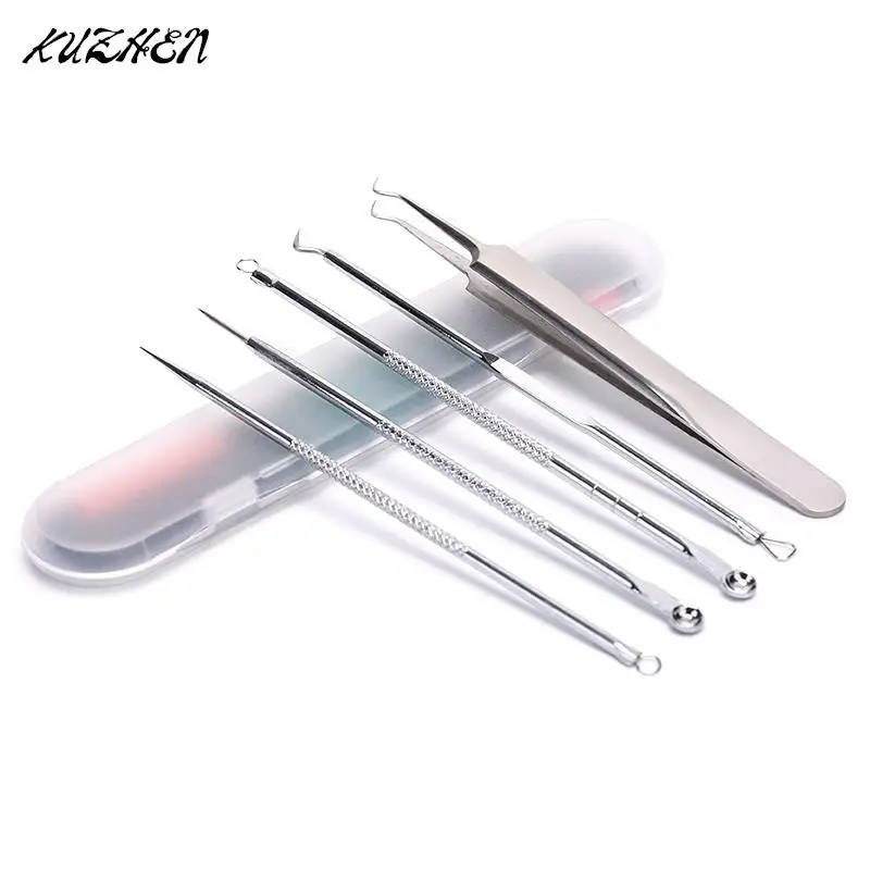 4/5pc Blackhead Pimple Spot Comedone Acne Needle Extractor Remover Popper Tool Kit