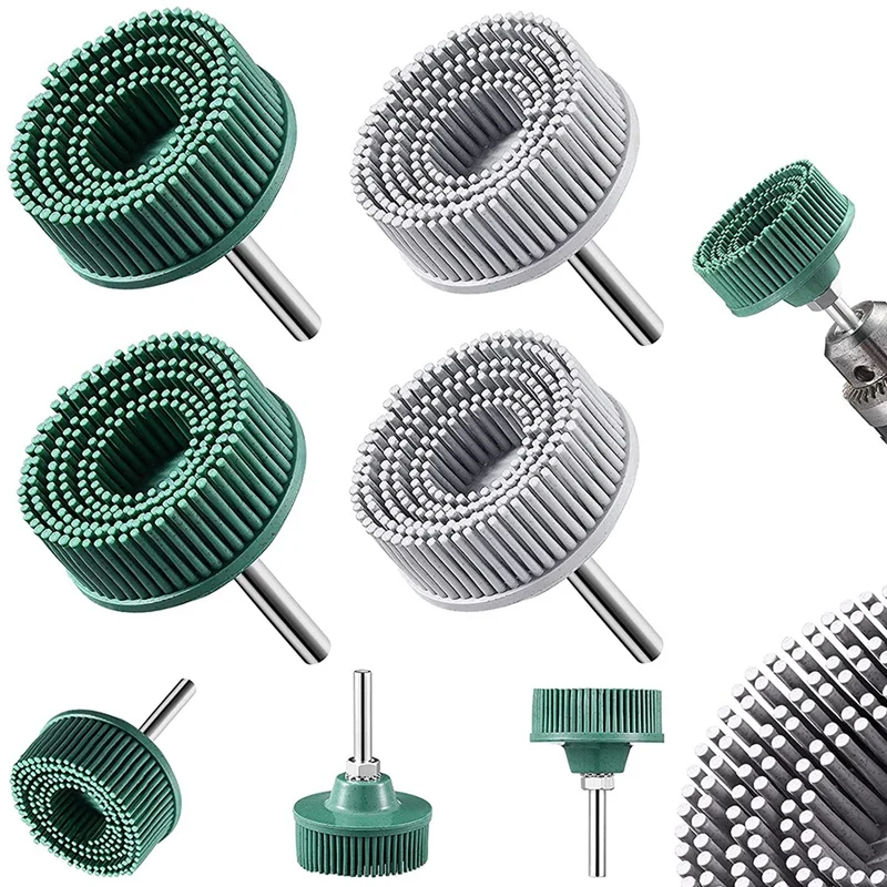 

4 Pieces 2 Inch Bristle Disc Grit 50 120 with 1/4 Inch Round Shank Attachment for Metal Polishing Rust Remova