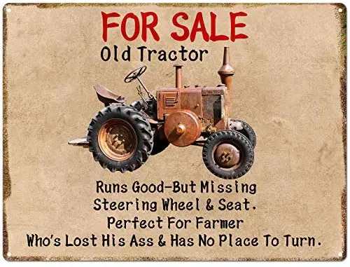 

For Sale Old Tractor Vintage Rustic Farmhouse Wall Home Decor Sign for Living Room, Bedroom or Dining Room, Metal Tin Signs