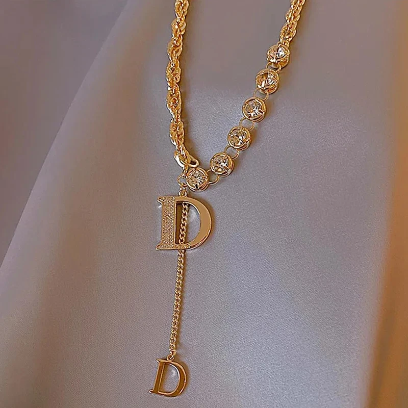 

Новое Роскошное дизайнерское серебряное ожерелье с бриллиантами для женщин и мужчин, модное Золотое длинное ожерелье-чокер, ювелирные изделия