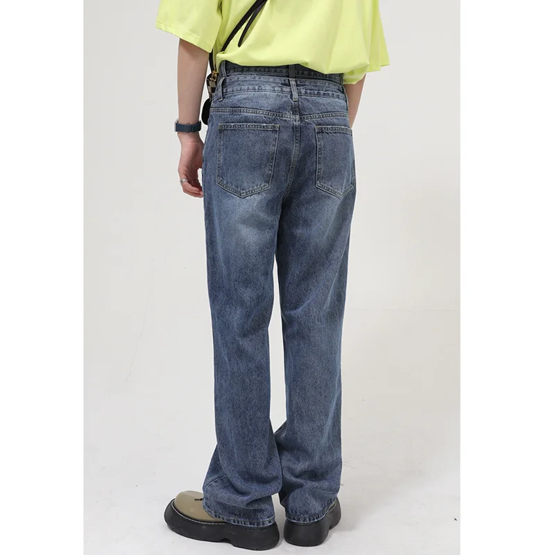 Men's Wear 2022 New Vintage Recreational Blue Double Trouser Head Jeans Loose Straight Cylinder Broad Leg Trousers Autumn Female