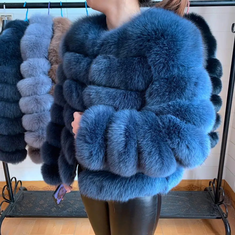 Real Fur Coat 2023 New Women Winter Fashion Fluffy Natural Fox Fur Coat 60cm Long Sleeve Luxury Warm Jacket Wholesale Hot Seller