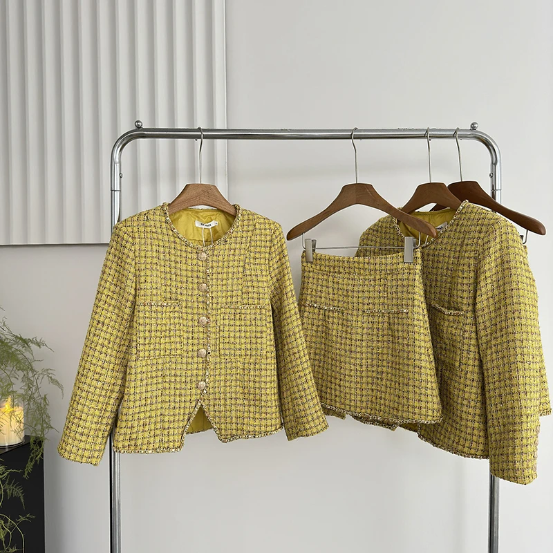 LUZHEN 2024 новый элегантный повседневный пиджак в клетку с принтом Burr Edge короткая