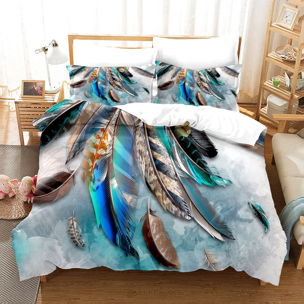 Комплект постельного белья с рисунком перьев 2/3 предмета пододеяльник и