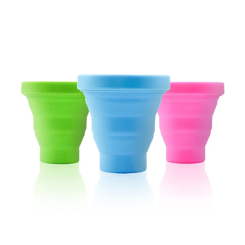 20Pcs/lot Food Grade Water Cup Protable Solid Color Silicone Cups Folding Gargle For Outdoor Travel Drinkware Tools - купить по