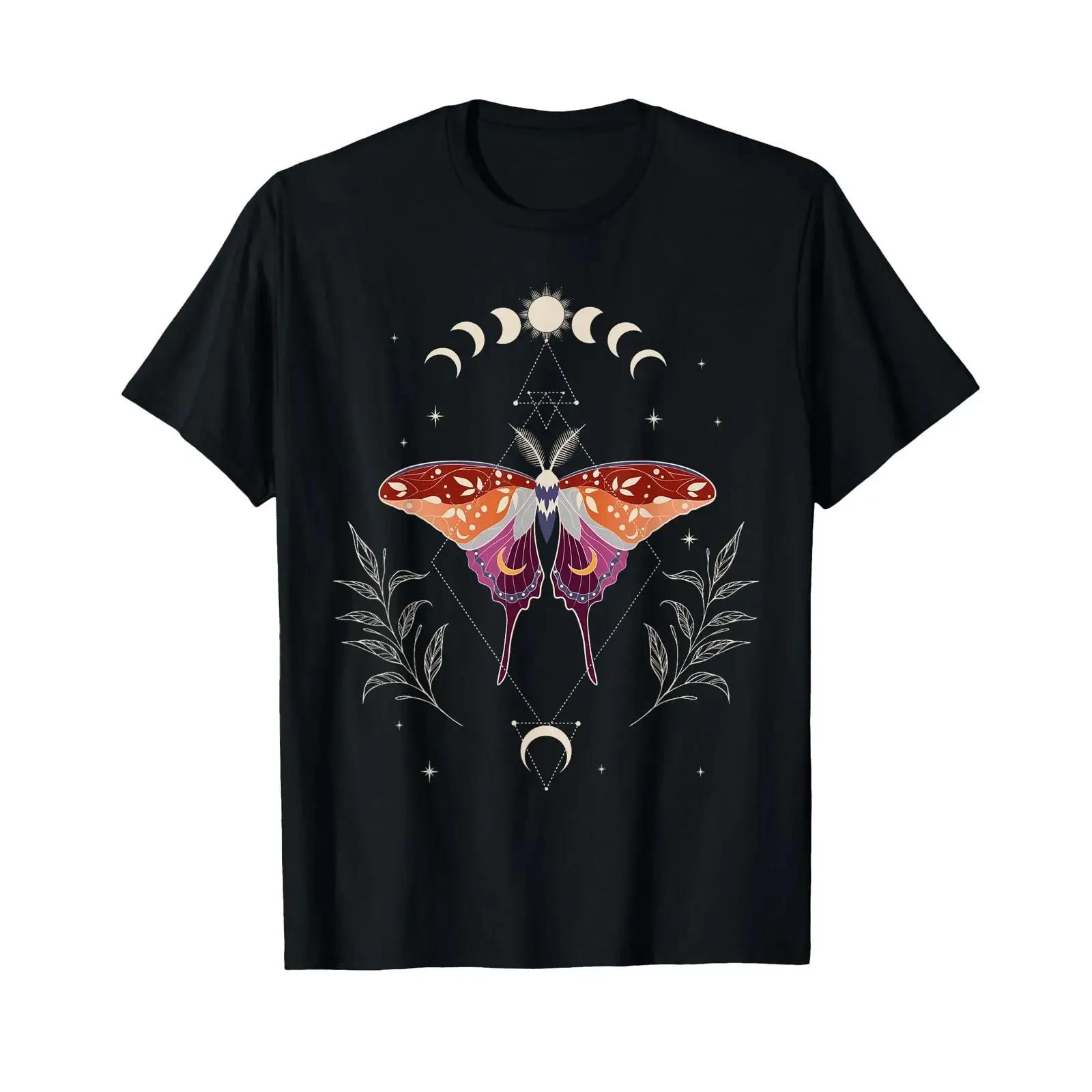 Фото Футболка Schmetterling Lesben Pride Luna Motte Mondphase Cottagecore, винтажная, с эффектом потертости, модная, мужская, слегка мягкая, в стиле стритвир №1